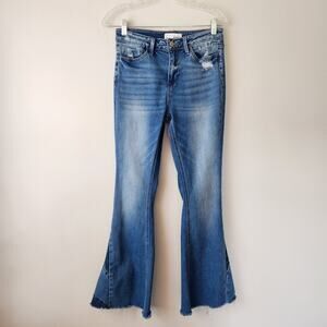 Vervet Los Angeles Flare Jeans Women's 27 High Rise Blue Denim Grunge Retro Boho